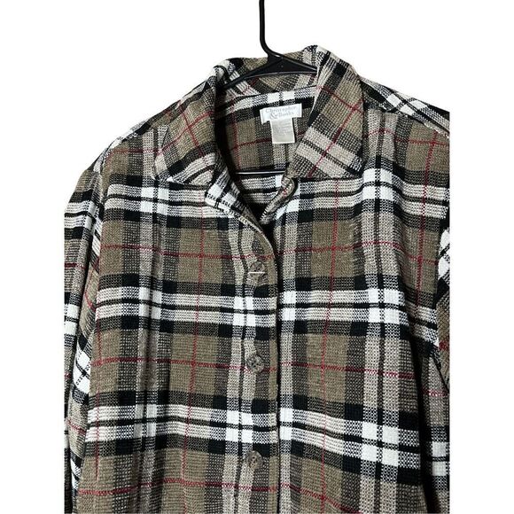 Vintage Christopher & Banks Plaid Knit Button Down Shacket Size XL - Picture 2 of 8